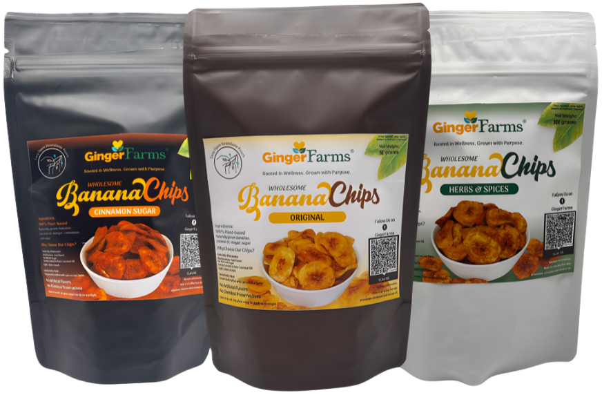Banana Chips - Original, Herbs & Spices, Cinnamon Sugar